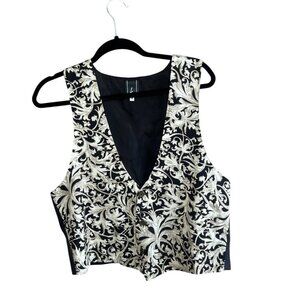 Men's Vintage Black and Gold Scroll Formal Vest Size Medium